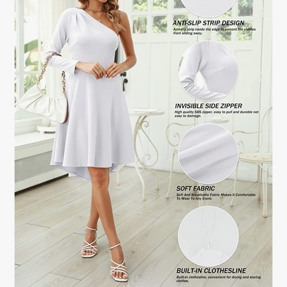 Chic One-Shoulder White Dress - Picture 4 of 12